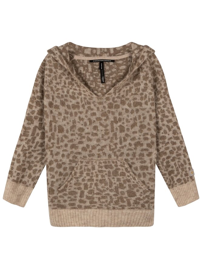 Trui Soft hoodie leopard caramel
