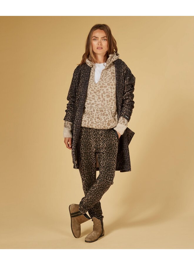 Trui Soft hoodie leopard caramel