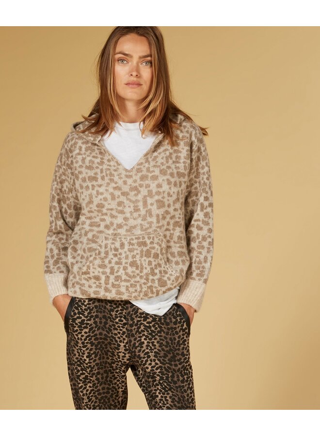 Trui Soft hoodie leopard caramel