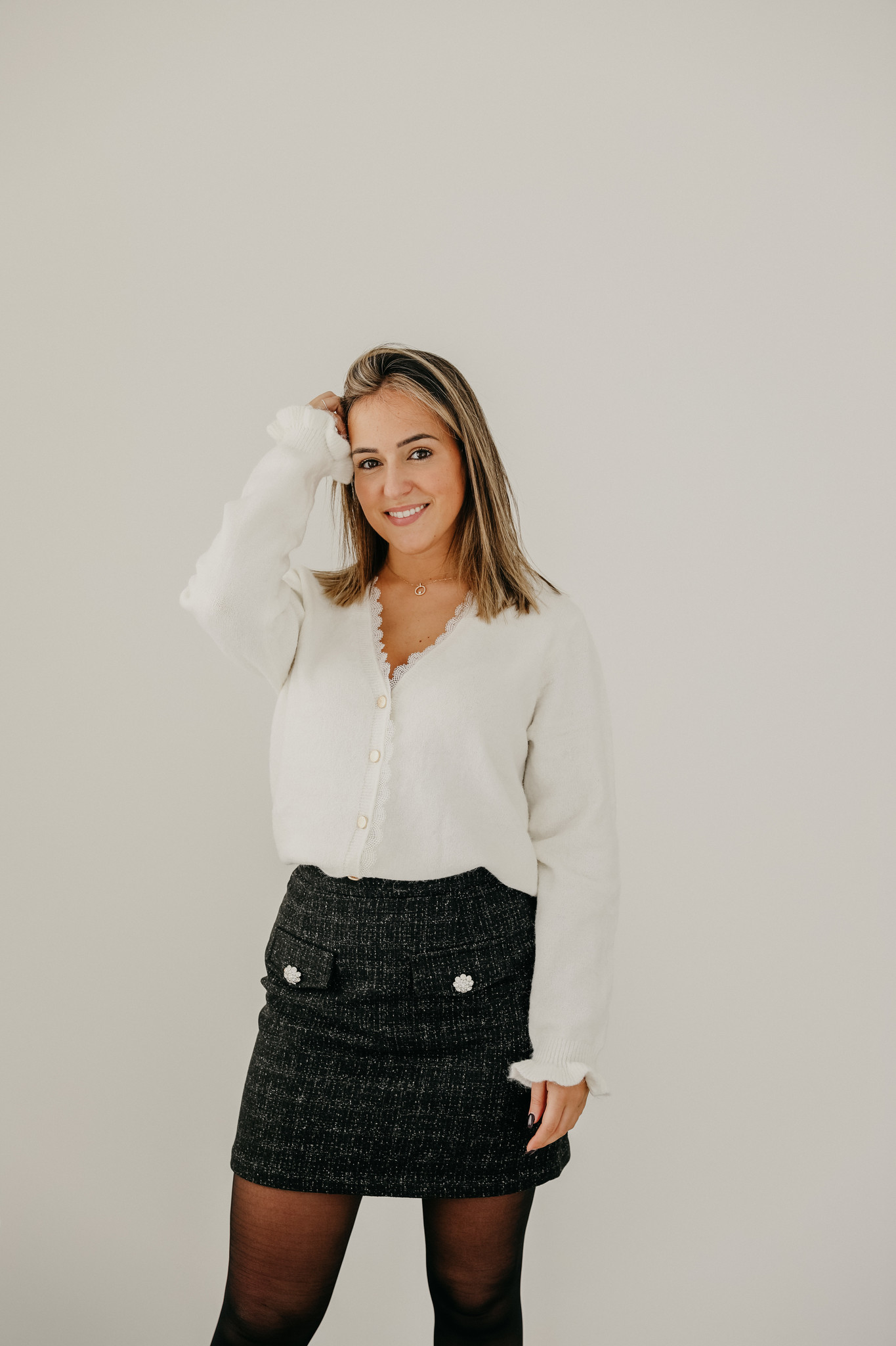 fancy white sweater