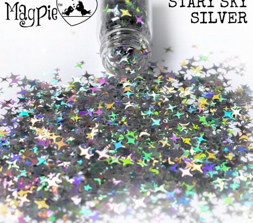 Magpie Stary Sky Silver Glitter Shapes