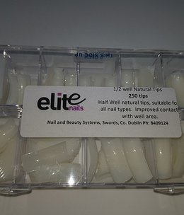 Elite Half Well Natural Tip Size 1-10 250ct