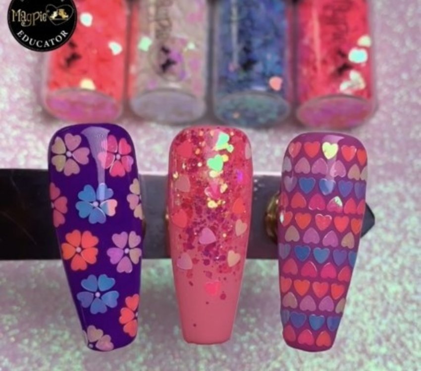 Magpie Hearts Blue Glitter Shapes 4g