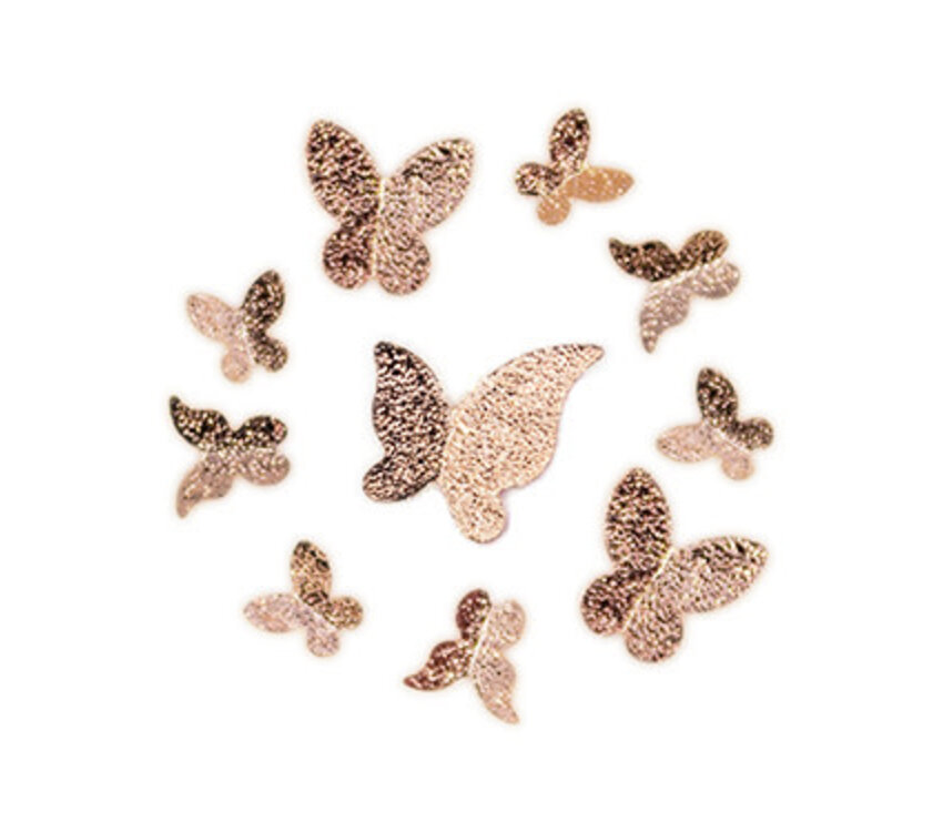 Nail Art Overlay 3D Butterfly Rose Gold