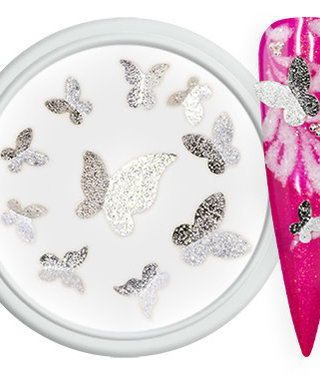 Nail Art Overlay 3D Butterfly Silver