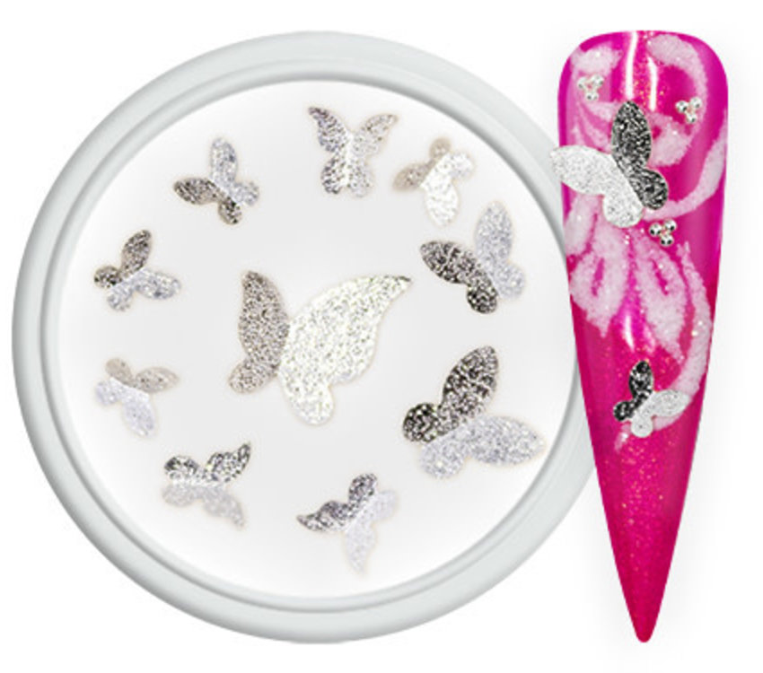 Nail Art Overlay 3D Butterfly Silver