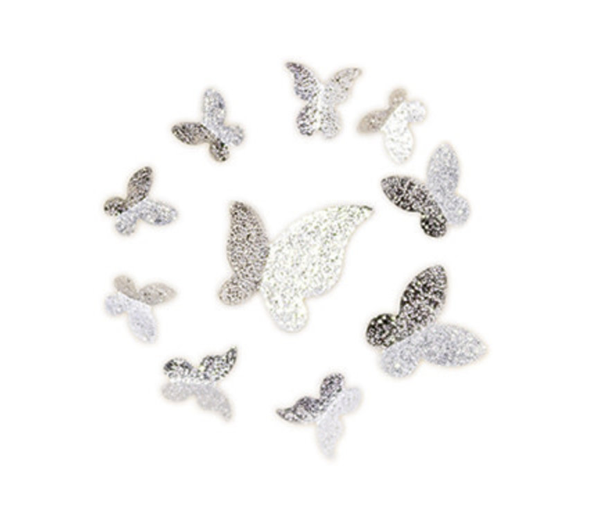 Nail Art Overlay 3D Butterfly Silver