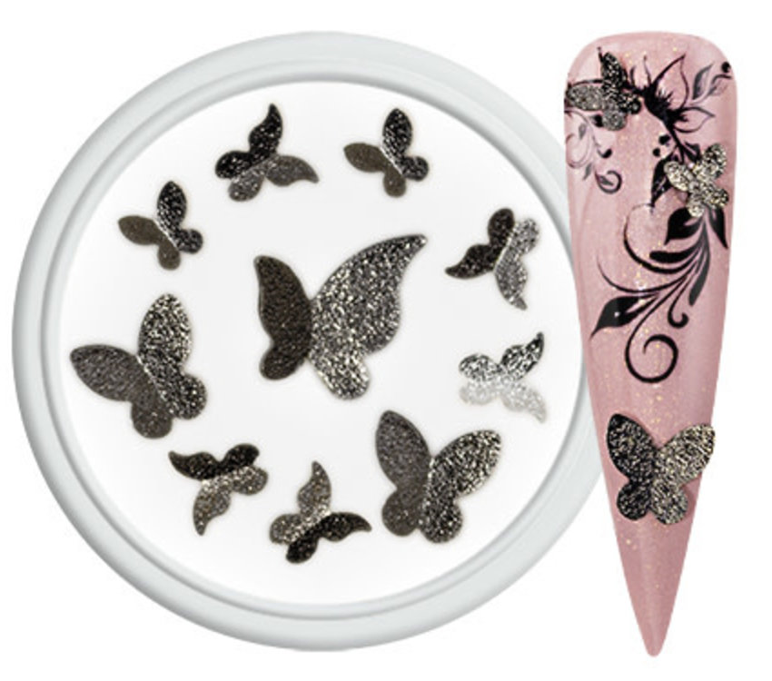 Nail Art Overlay 3D Butterfly Black