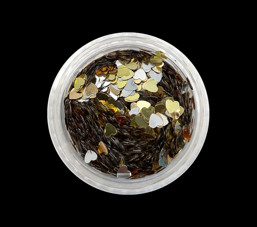 Magpie Magpie Shape Pot Hearts Gold/Silver