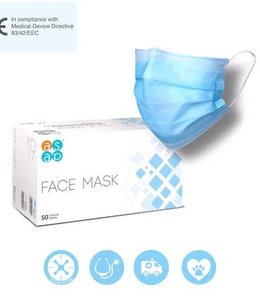 Face Masks 50pk Blue