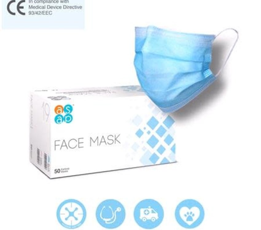 Face Masks 50pk Blue