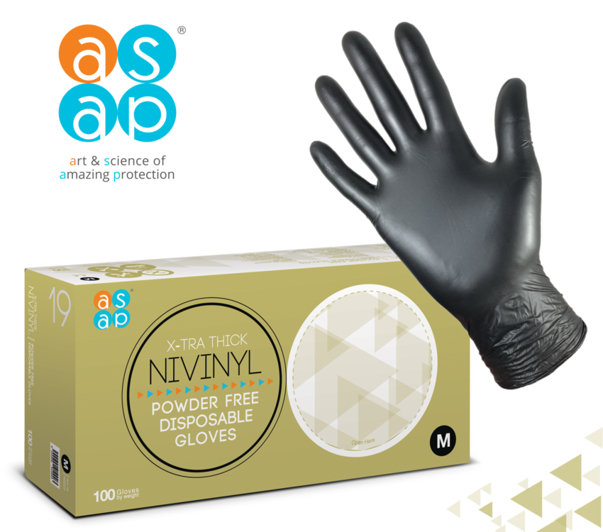 X-TRA Thick NiVinyl gloves Powder Free Black Large