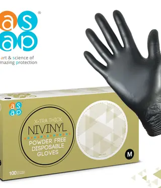 X-TRA Thick NiVinyl  gloves Powder Free Black Small 10x100packs