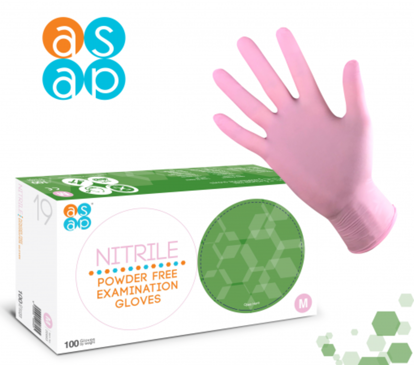 Pink Nitrile Gloves Medium 10 x100packs