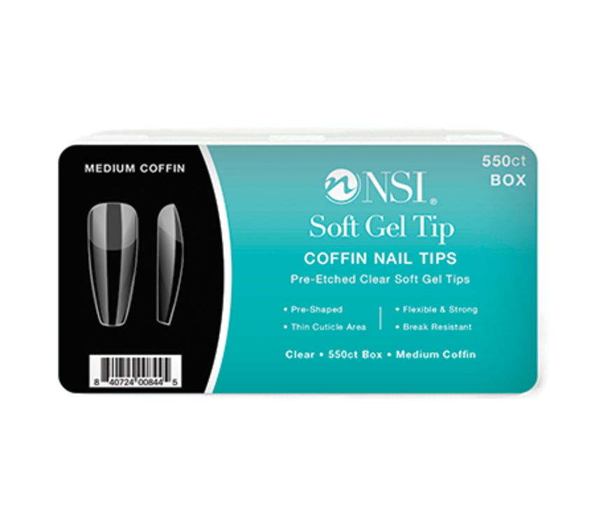 NSI Soft Gel Tips Coffin 550ct