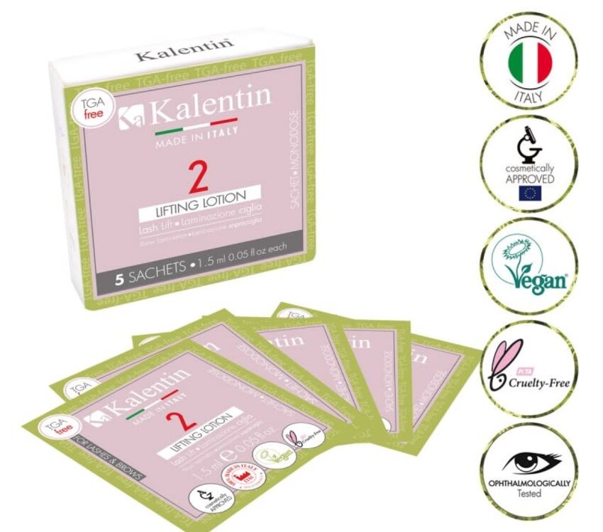 Kalentin VEGAN LIFTING LOTION SINGLE-DOSE SACHETS TGA FREE 1.5ml (lashes & brows) - Pack of 5