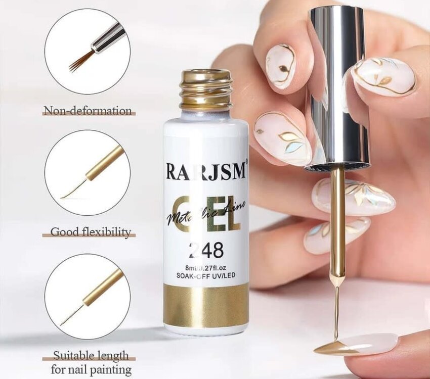 Gold Mirror Chrome Metallic Nail Art Gel Liner 8ml