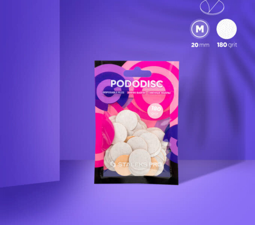 Staleks Pododisc m EXPERT Disposable white files for pedicure disc PODODISC M EXPERT 180 grit (50 pcs)