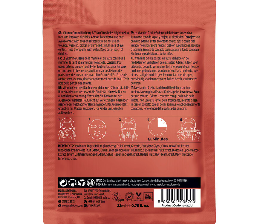 Hive Maskology "VITAMIN-C Professional Face Sheet Mask"