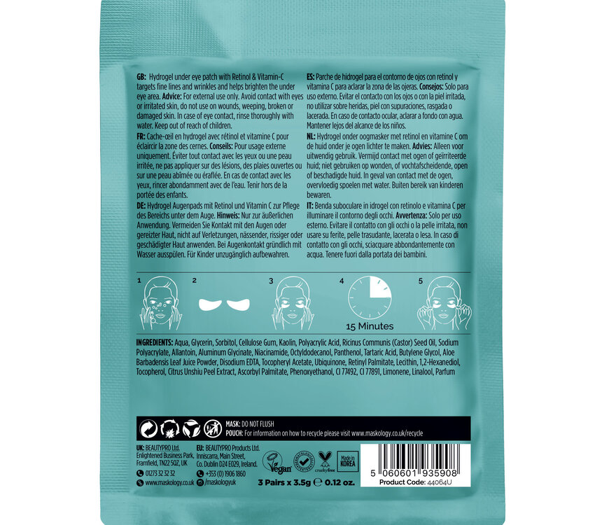 Hive Maskology Retinol + Vit C Brightening Under Eye Mask