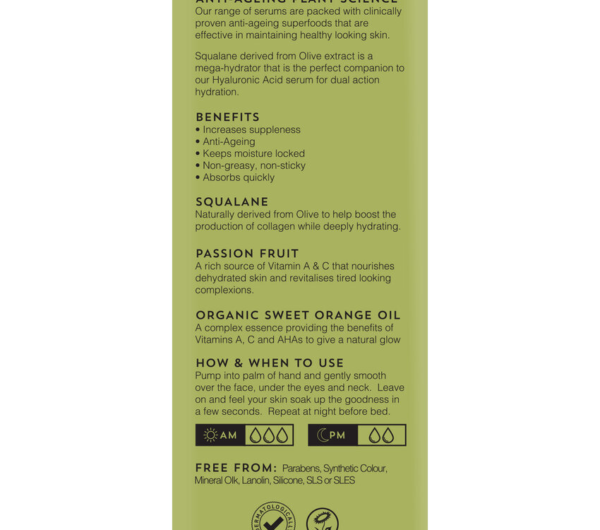 Hive Maskology "SQUALANE Daily Serum • Passion Fruit • Orange Oil • "