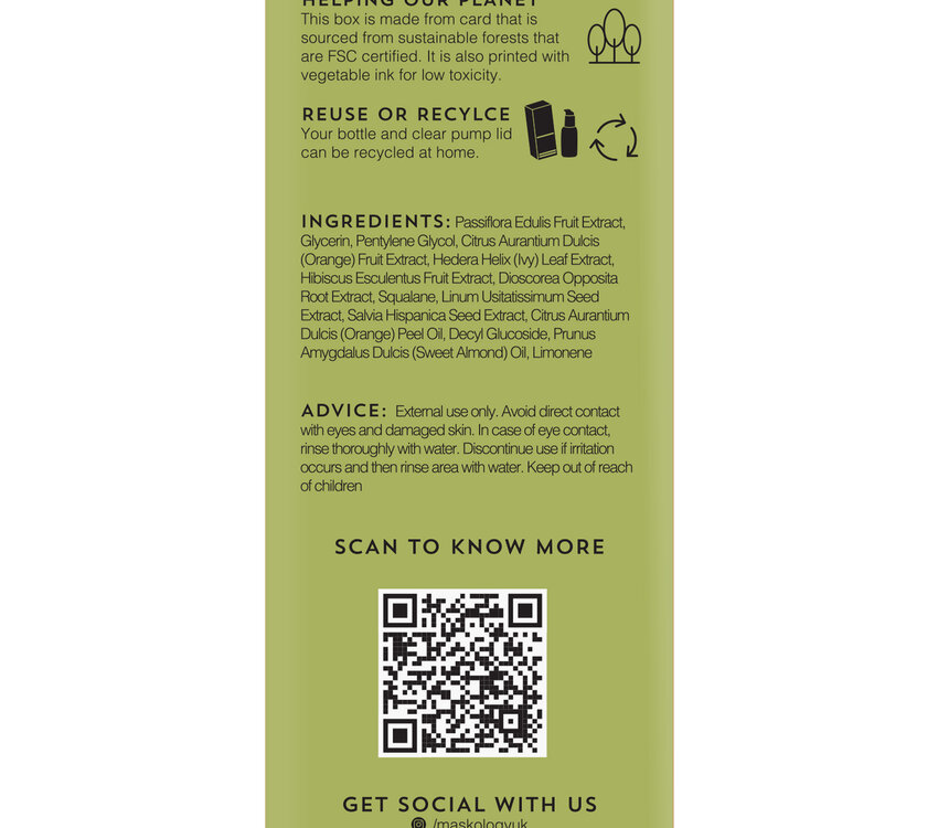 Hive Maskology "SQUALANE Daily Serum • Passion Fruit • Orange Oil • "