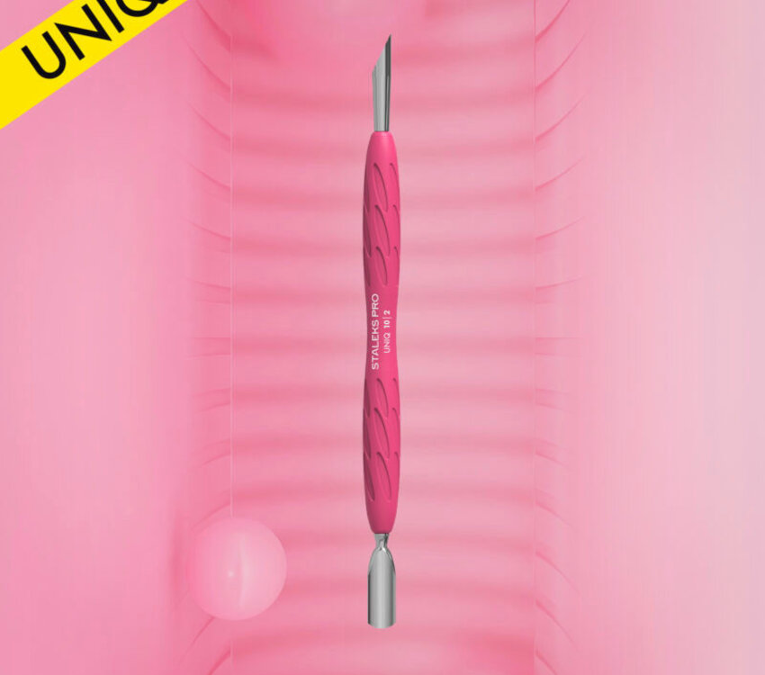 Staleks Manicure pusher Gummy with silicone handle UNIQ 10 TYPE 2 (rounded narrow and beveled pusher)