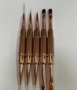 Gold Doubled Sided Nail Art Brush Set with lids