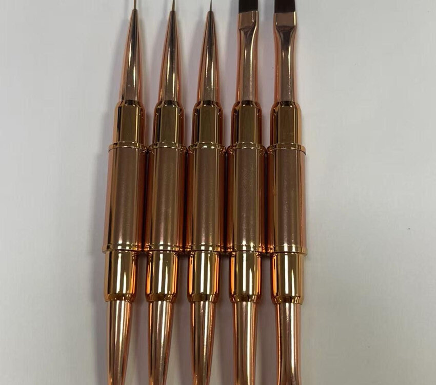 Gold Doubled Sided Nail Art Brush Set with lids