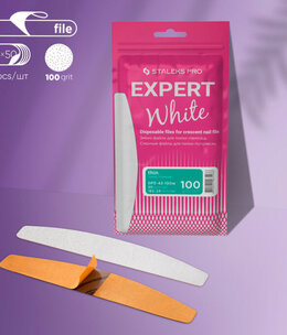 Staleks Disposable white files for crescent nail file EXPERT 42 100 grit (50 pcs)