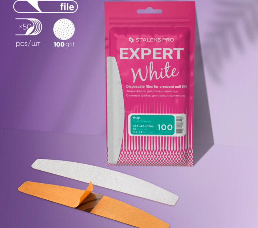 Staleks EXPERT White Disposable Files for Crescent File 100g 50pcs