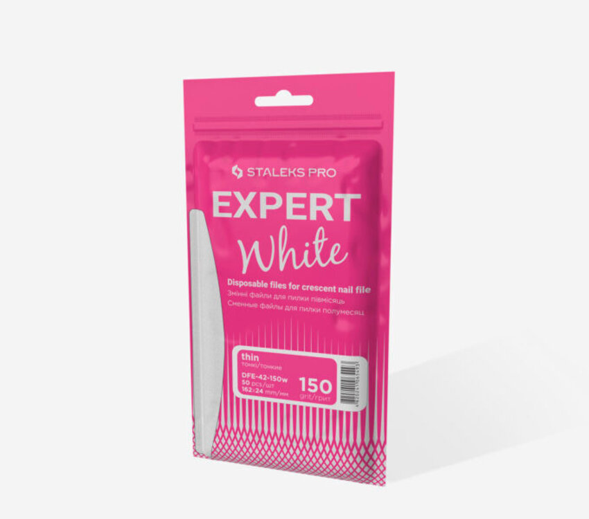 Staleks Disposable white files for crescent nail file EXPERT 42 150 grit (50 pcs)