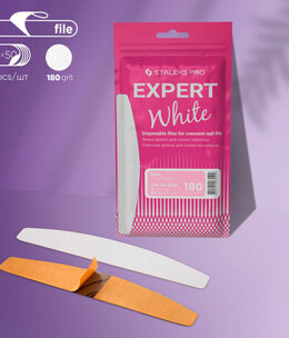 Staleks Disposable white files for crescent nail file EXPERT 42 180 grit (50 pcs)