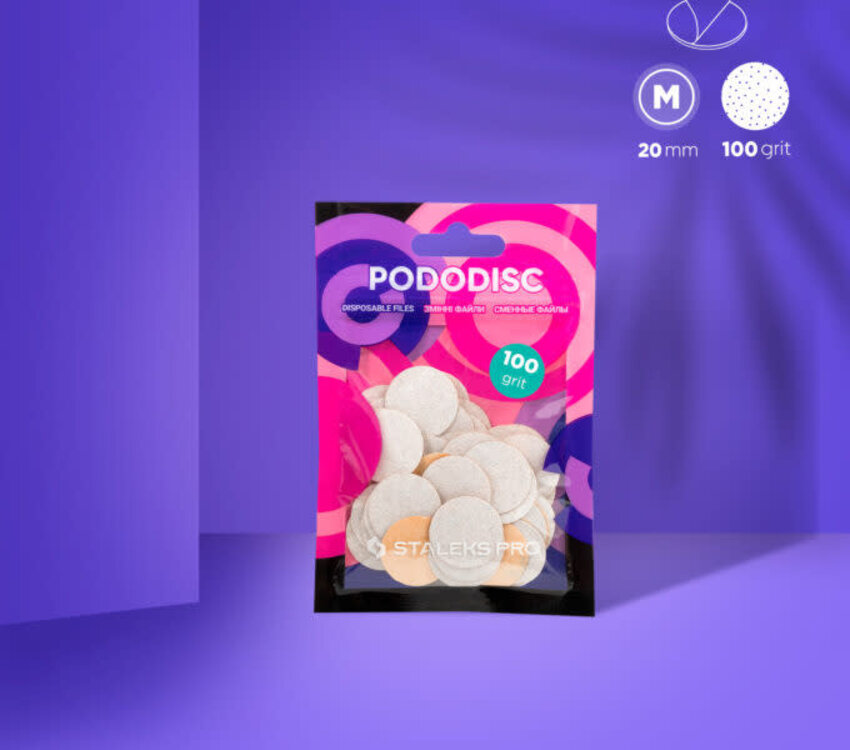 Staleks Disposable white files for pedicure disc PODODISC M EXPERT 100 grit (50 pcs)