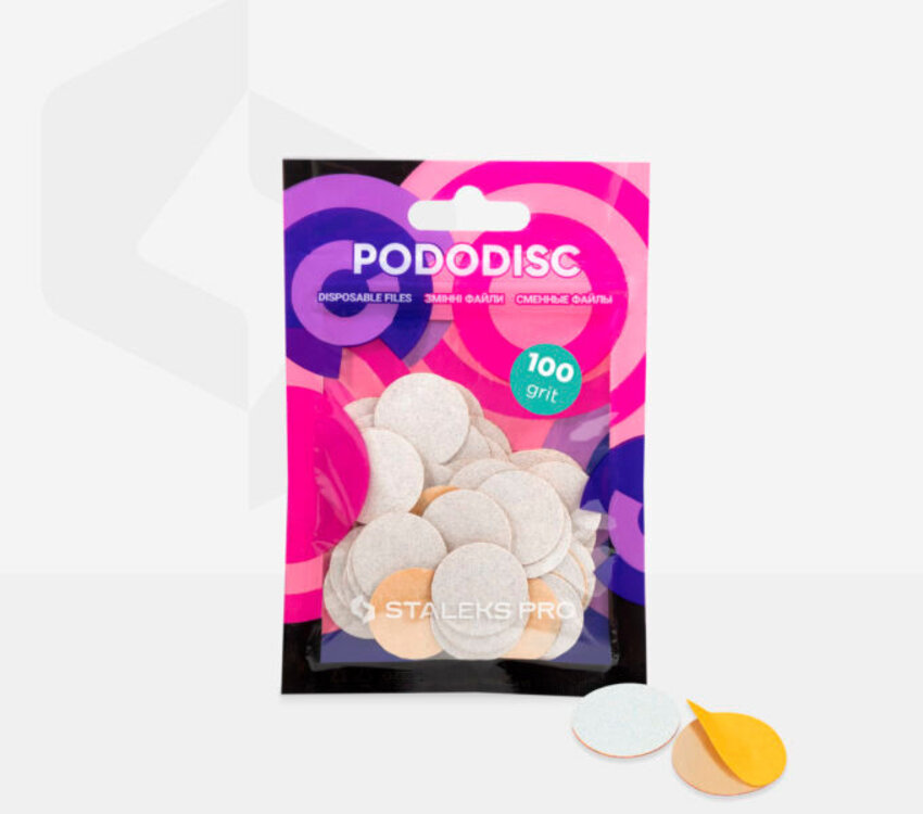 Staleks Disposable white files for pedicure disc PODODISC M EXPERT 100 grit (50 pcs)