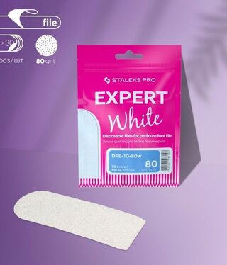 Staleks Disposable white files for pedicure grater EXPERT 10 80 grit (30 pcs)