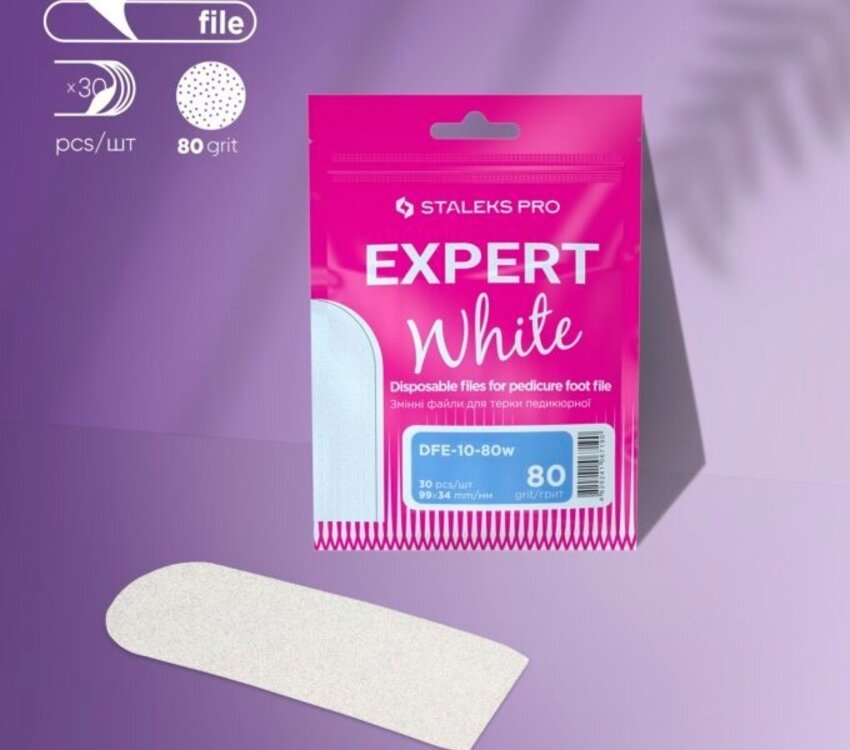 Staleks Disposable white files for pedicure grater EXPERT 10 80 grit (30 pcs)