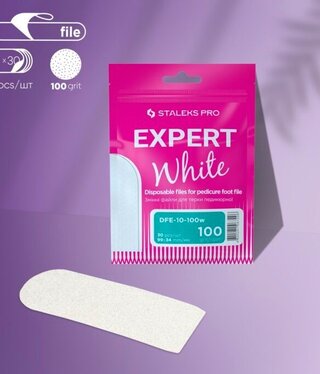 Staleks Disposable white files for pedicure grater EXPERT 10 100 grit (30 pcs)