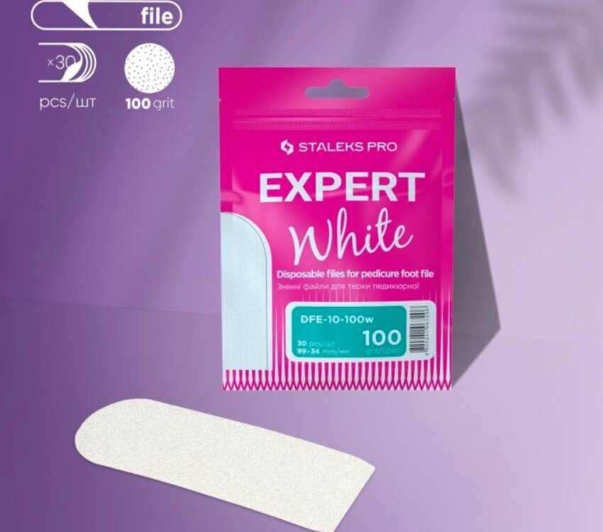 Staleks Disposable white files for pedicure grater EXPERT 10 100 grit (30 pcs)