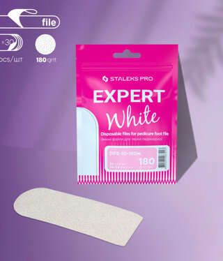 Staleks Disposable white files for pedicure grater EXPERT 10 180 grit (30 pcs)