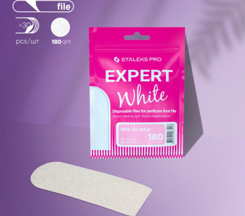 Staleks Disposable white files for pedicure grater EXPERT 10 180 grit (30 pcs)