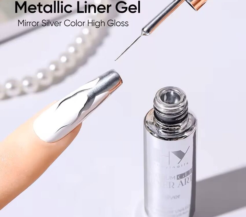Metallic Silver Nail Art Gel Liner 10ml