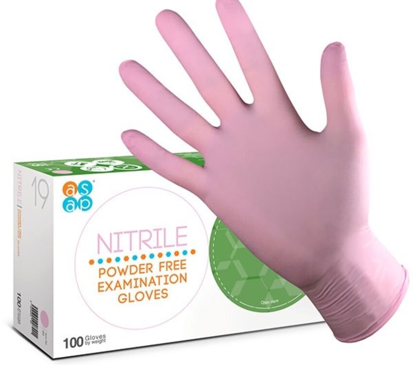 Nitrile Powder Free Pink Gloves Medium