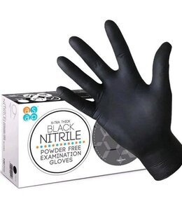 Black nitrile gloves X-tra Thick powder Free MEDIUM 10X100PACK
