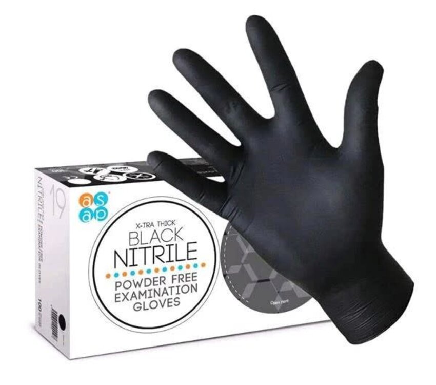 Black nitrile gloves X-tra Thick powder Free MEDIUM 10X100PACK