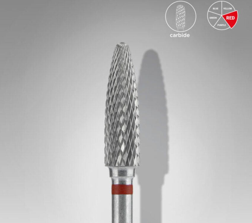 Staleks Carbide nail drill bit corn red 4 mm /14 mm