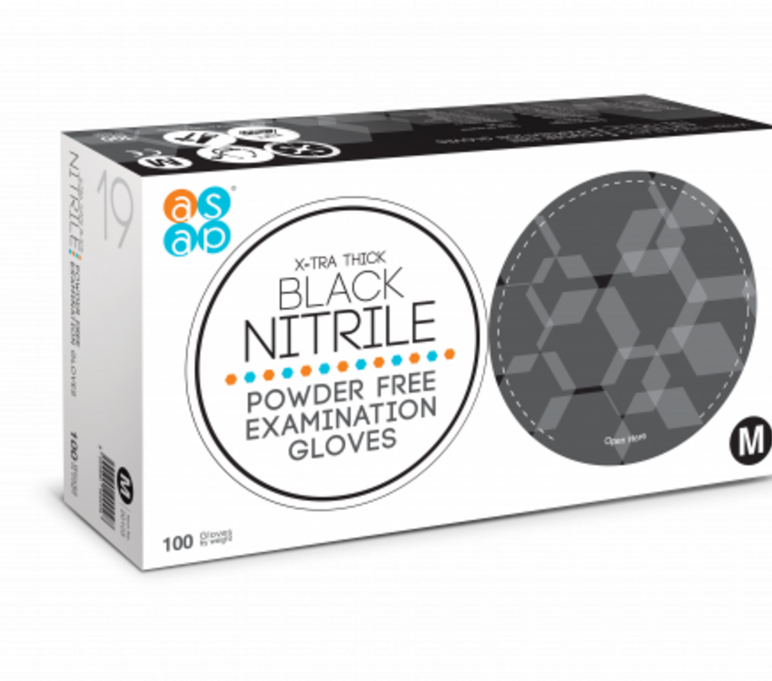 X-TRA THICK Black Nitrile Powder Free Gloves MEDIUM