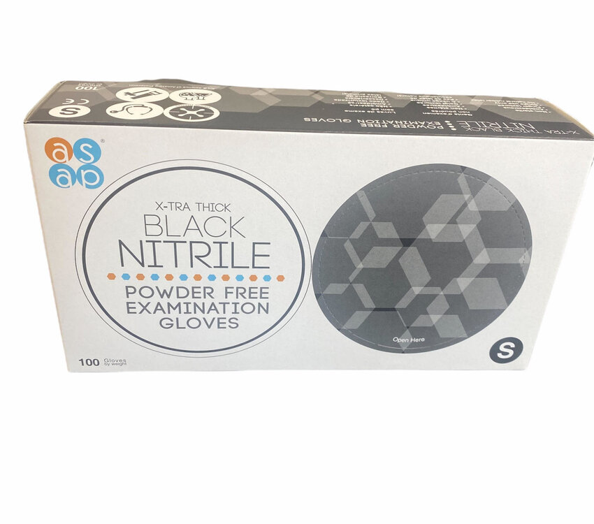 X-TRA THICK Black Nitrile Powder Free Gloves SMALL