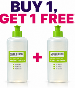 Buy 1 Get 1 FREE  Vines Biocrin Antibacterial Hand Gel 450ml