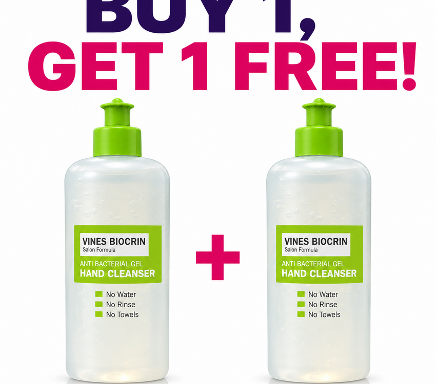 Buy 1 Get 1 FREE  Vines Biocrin Antibacterial Hand Gel 450ml